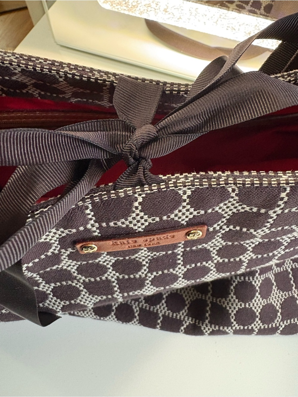kate spade Brown and Cream Printed Tote with Dark Brown Straps - Picture 16 of 16